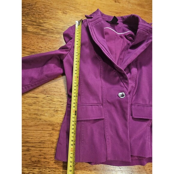 White House Black Market Blazer Size 00 Magenta Pink Cotton Stretch 3/4 Sleeve - Picture 4 of 8